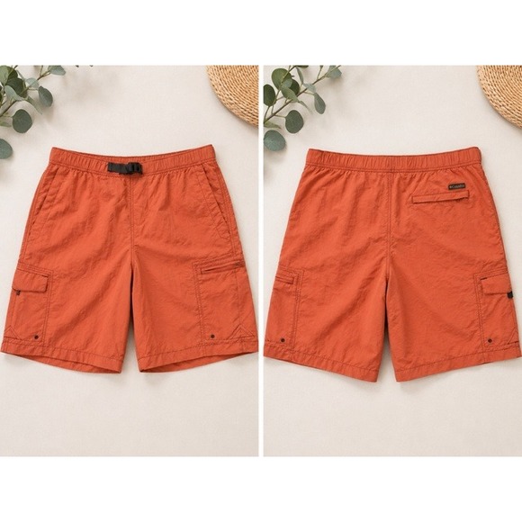 Columbia Other - Columbia Men Orange Cargo Hiking Shorts Integrated Belt Mesh Size L 9 Inseam